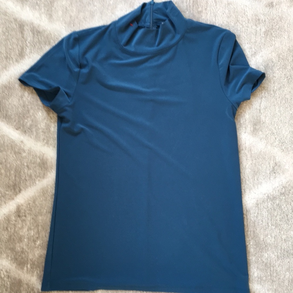 Anne Klein Mock Neck teal top S